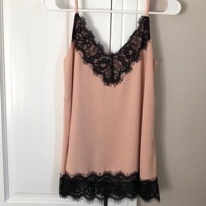 Abbeline blush lace trim blouse